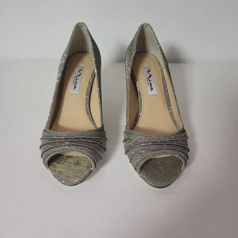 Nina womens open toe pump steel Luna shine - Picture 3 of 13
